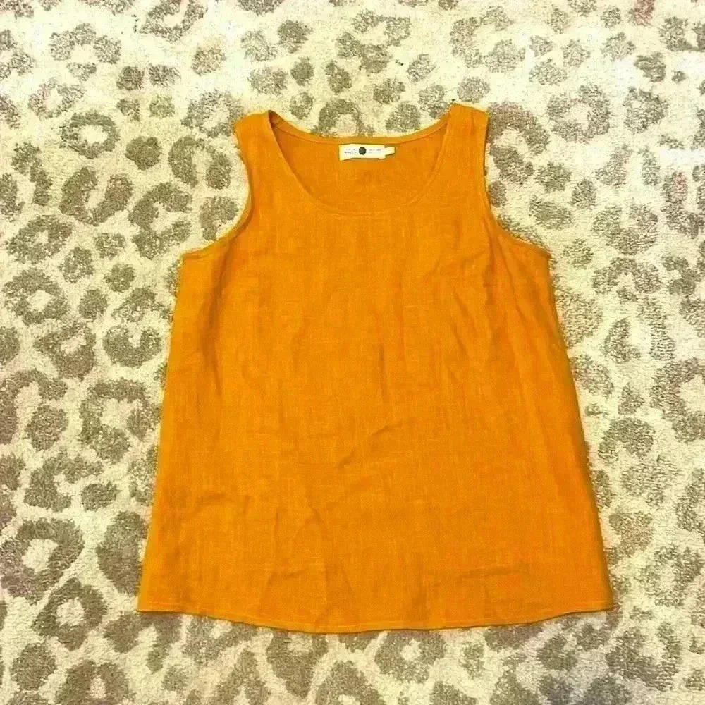 Noisy Forest 100% Linen ERSA Tank Top Mustard Small